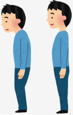 猫背の男性と姿勢の良い男性